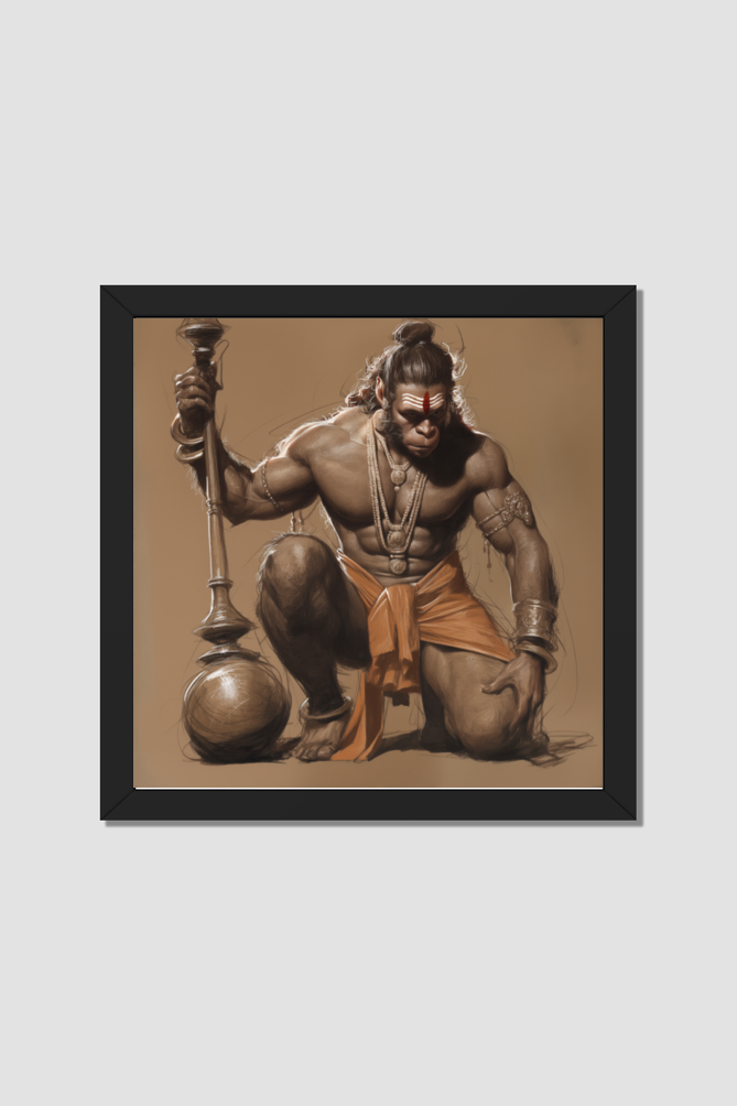 Hanuman Art Photo Frame | Divine Wall Decor of Lord Hanuman | Perfect Gift for Devotees