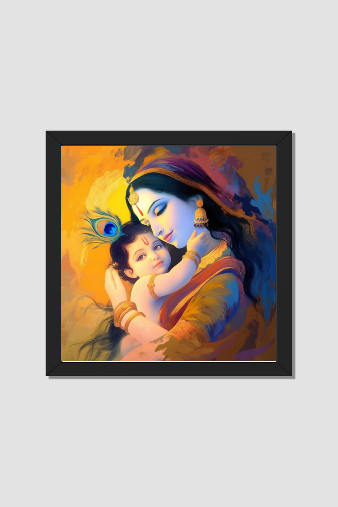 Yashoda Krishna Photo Frame | Divine Bond of Love | Krishna Ji Photo Frame for Pooja Room & Home Decor | Perfect Gift for Devotees