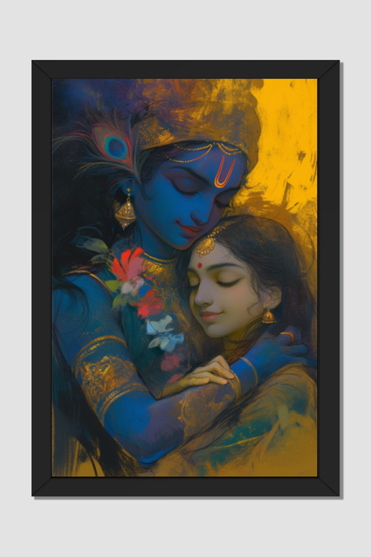 Radha Krishna Art 16x24 Inch Photo Frame | Perfect Marriage Gift | Divine Love Wall Decor