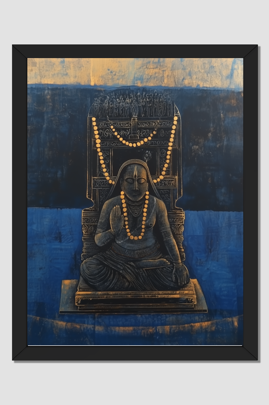 Raghavendra Swamy Photo Frame | 18x24 Inch Glossy Print Frame | Divine Wall Decor for Pooja Rooms and Spiritual Gifts