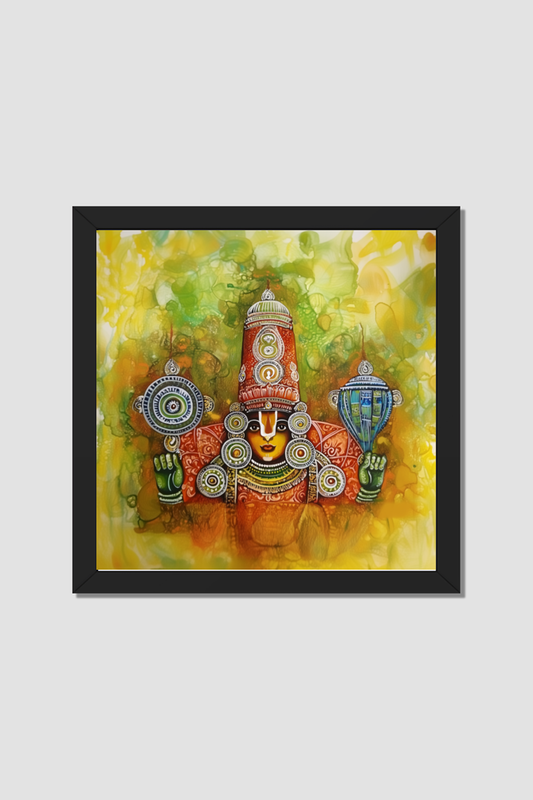 Lord Venkateswara Photo Frame | Tirupati Balaji Photo Frame | 14x14 Inch Frame with Glossy Print Protection for Pooja Rooms and Spiritual Decor