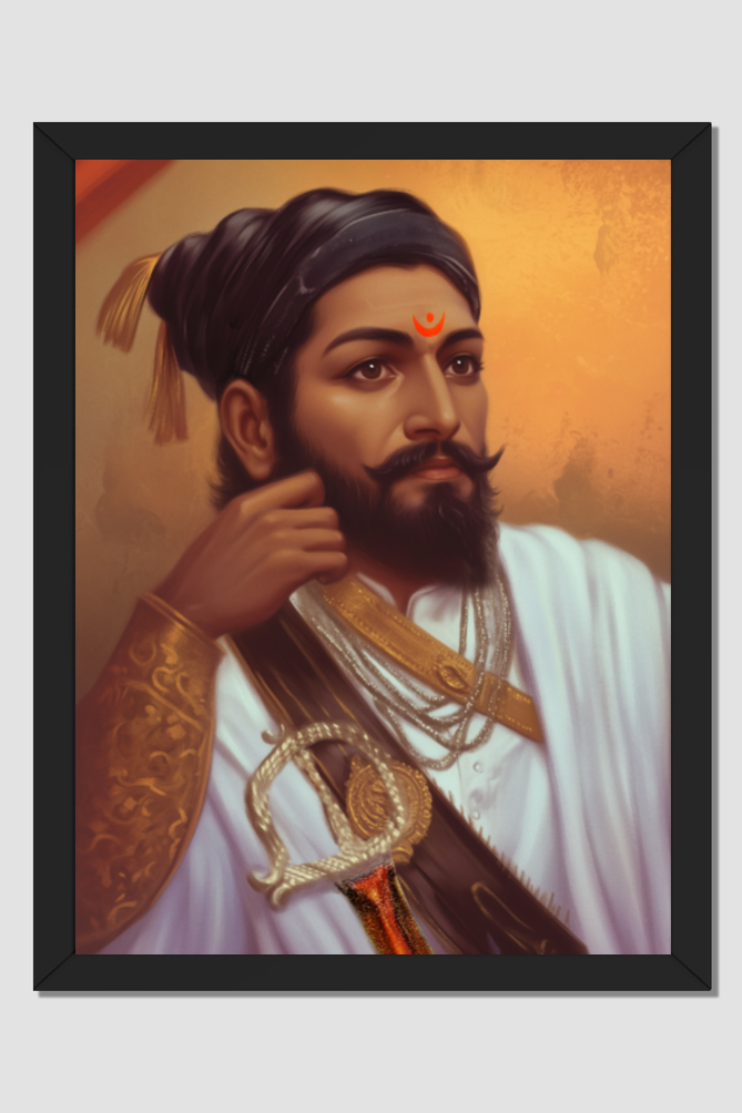 Shivaji Maharaj Photo Frame | Iconic Warrior King Art | 18x24 Inch Frame