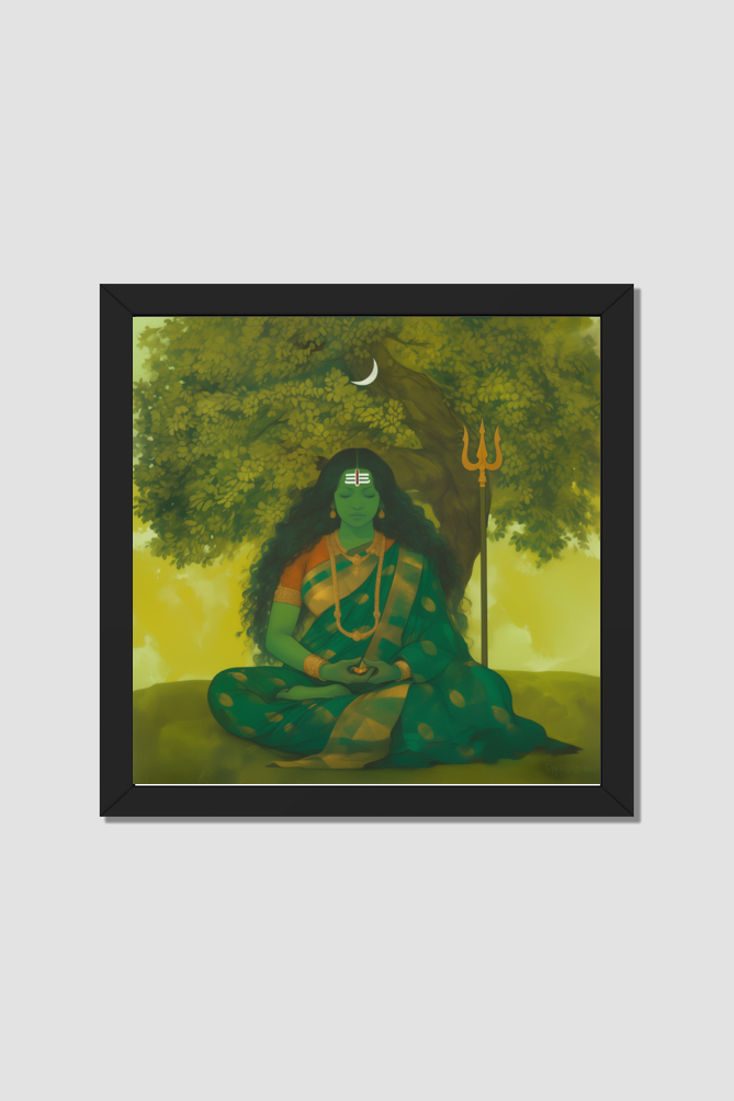 Devi Meditating Photo Frame | Perfect Gift for Devotees | 300 GSM Glossy Finish