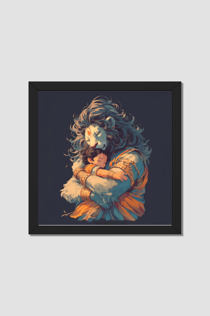 Narasimha Swamy hugging Prahlada Photo Frame | Perfect Gift for Narasimha Swamy Devotees | 300 GSM Glossy Finish