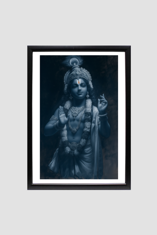 Divine Digital Art of Lord Krishna - A4 Poster