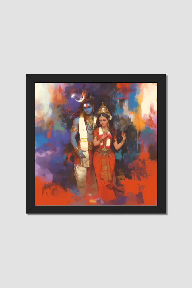 Shiv Parvati Photo Frame | Perfect Gift for Shiva and Parvati Devotees | 300 GSM Glossy Finish