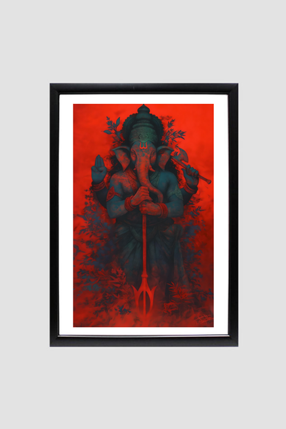 A4 Photo frame of Ugra Ganesha – Fierce Form of Lord Ganesha