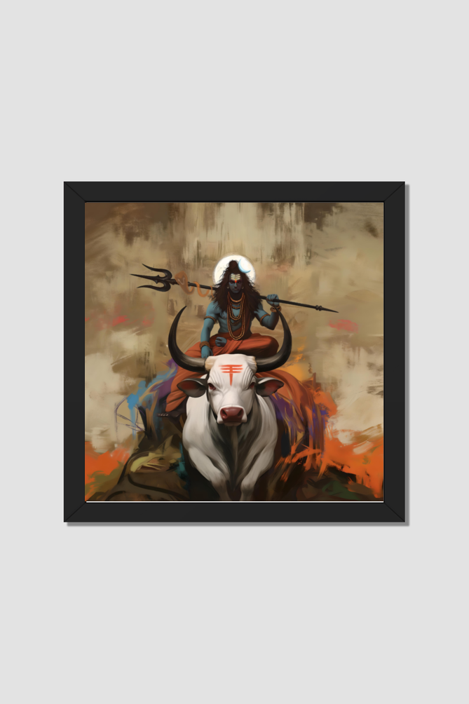 Lord Shiva on Nandi Photo Frame | Perfect Gift for Shiva Devotees | 300 GSM Glossy Finish