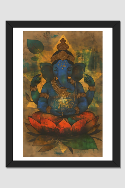 Ganesha Doing Meditation Photo Frame | Perfect Gift for Ganesha Devotees | 300 GSM Glossy Finish