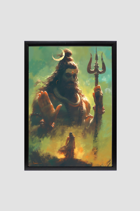 Kaala Bhairava Digital Art - A4 Framed Poster for Spiritual Home Decor