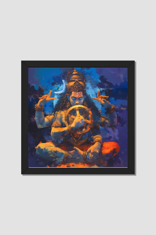 Abstract Lord Shiva Meditative Pose Photo Frame | Shiva Holding Disc | Spiritual Artwork for Home Decor | Perfect Gift for Shiva Devotees