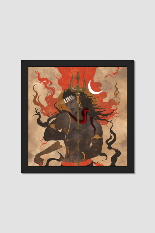 Veerabhadra Photo Frame | Furious Form of Shiva Photo Frame | Divine Power of Shiva | 14x14 Inch Frame