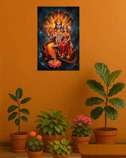 Sriman Lakshmi Narayana Poster – 300 GSM Divine Wall Art for Wealth and Harmony | Vastu Positive Decor