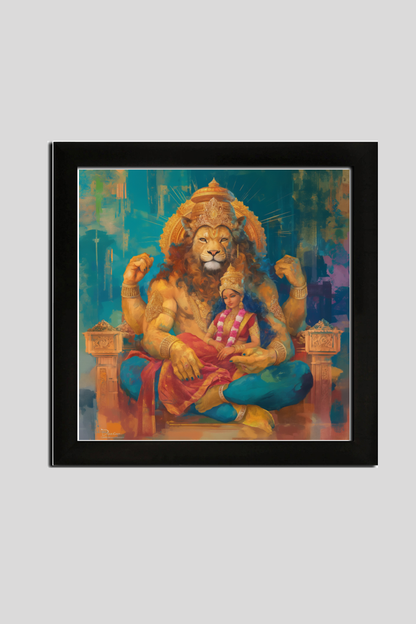Lakshmi Narasimha Swamy Photo Frame | Perfect Gift for Devotees | 300 GSM Glossy Finish