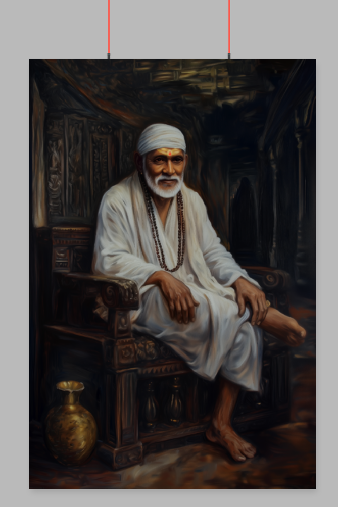 Sai Baba Wall Poster – Spiritual Hindu God Poster for Home, Pooja Room & Meditation Space | Vastu Decorative Art Print
