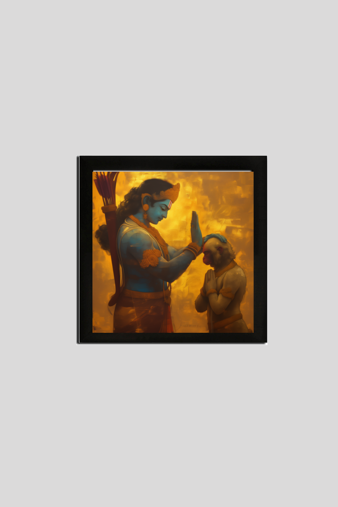 Sri Ram Blessing Hanuman Photo Frame | Divine Wall Art for Pooja Room & Spiritual Decor
