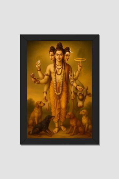 Dattatreya Swamy Photo Frame – Divine Trinity Embodied | Spiritual Wall Decor