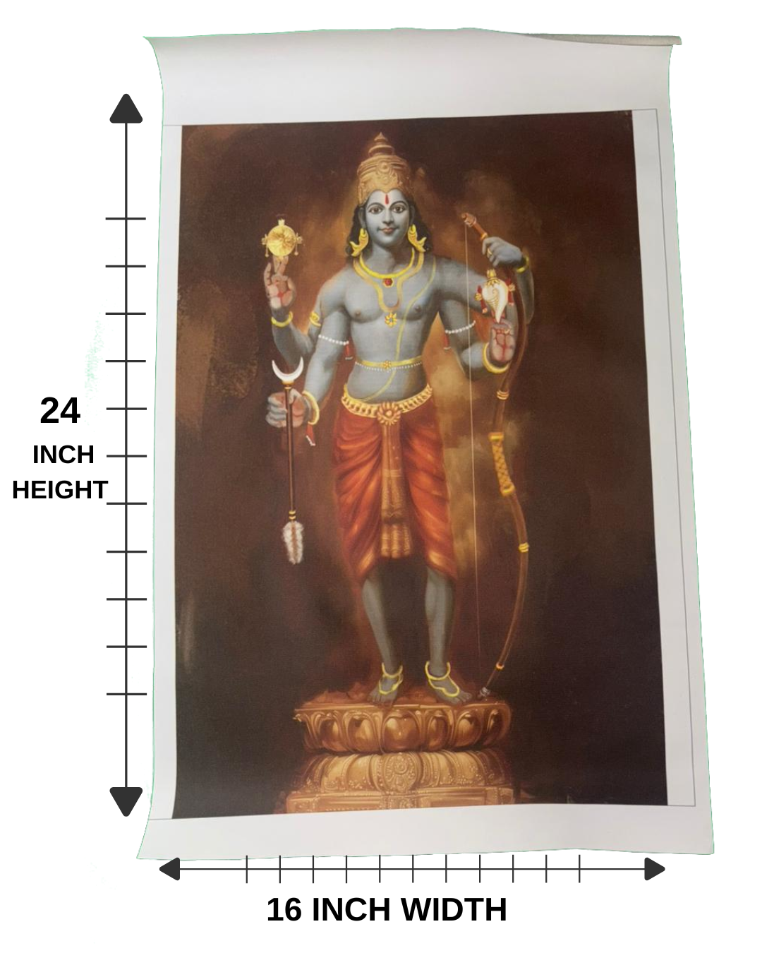 Sri Rama Canvas Print Roll (Unframed) – Lord Rama Wall Art for Home Temple, Study Room & Spiritual Décor