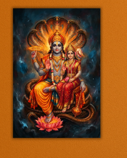 Sriman Lakshmi Narayana Poster – 300 GSM Divine Wall Art for Wealth and Harmony | Vastu Positive Decor