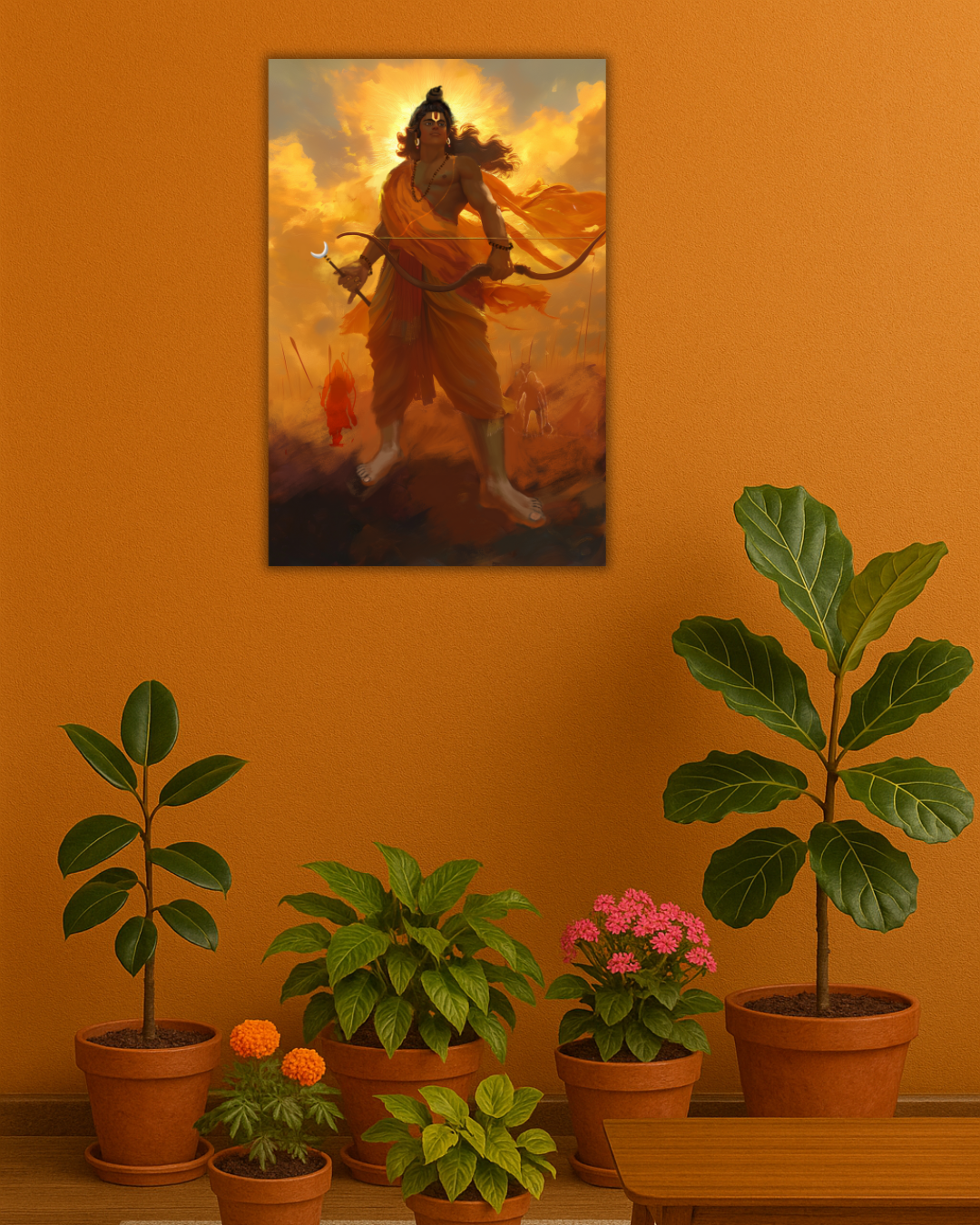 Lord Sri Rama with Lakshmana and Hanuman Poster – 300 GSM Devotional Wall Art for Dharma and Protection