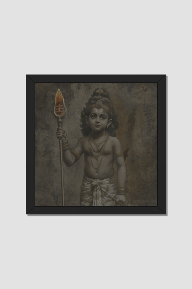 Lord Muruga Digital Art | Perfect Gift Framed Poster Photo Frame | 300 GSM Glossy Finish