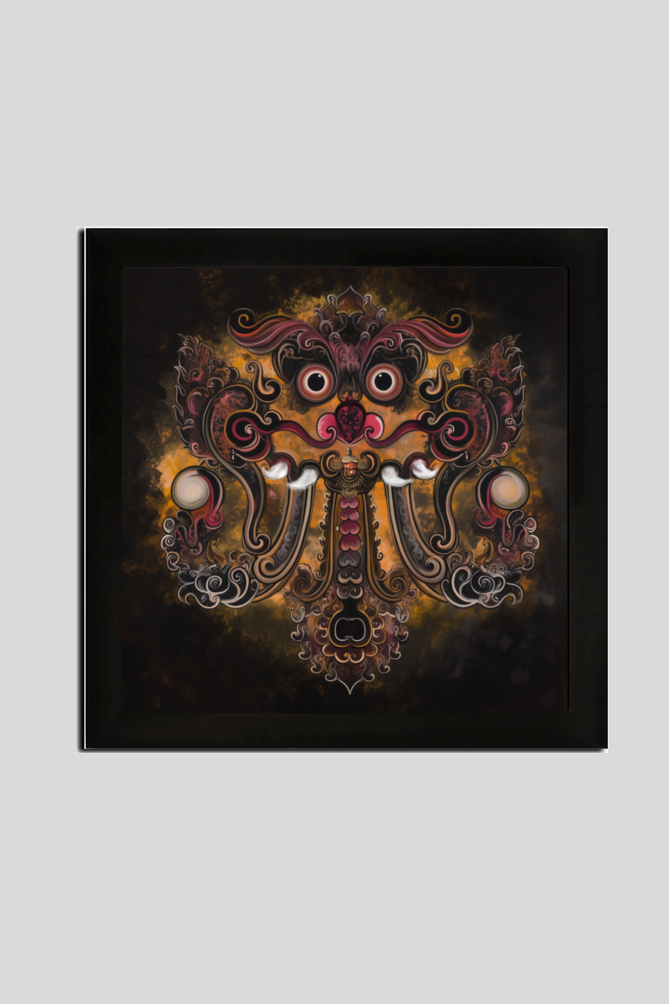 Kirtimukha Wall Art Photo Frame – Powerful Vedic Guardian Symbol for Protection & Positivity | Spiritual Decor for Home & Office | Glossy Laminated Frame without Glass