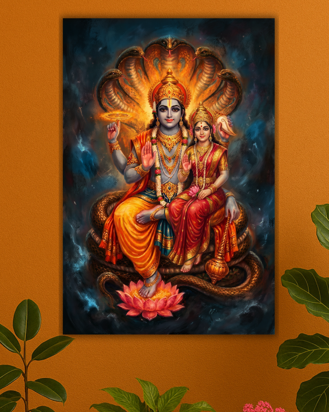 Sriman Lakshmi Narayana Poster – 300 GSM Divine Wall Art for Wealth and Harmony | Vastu Positive Decor
