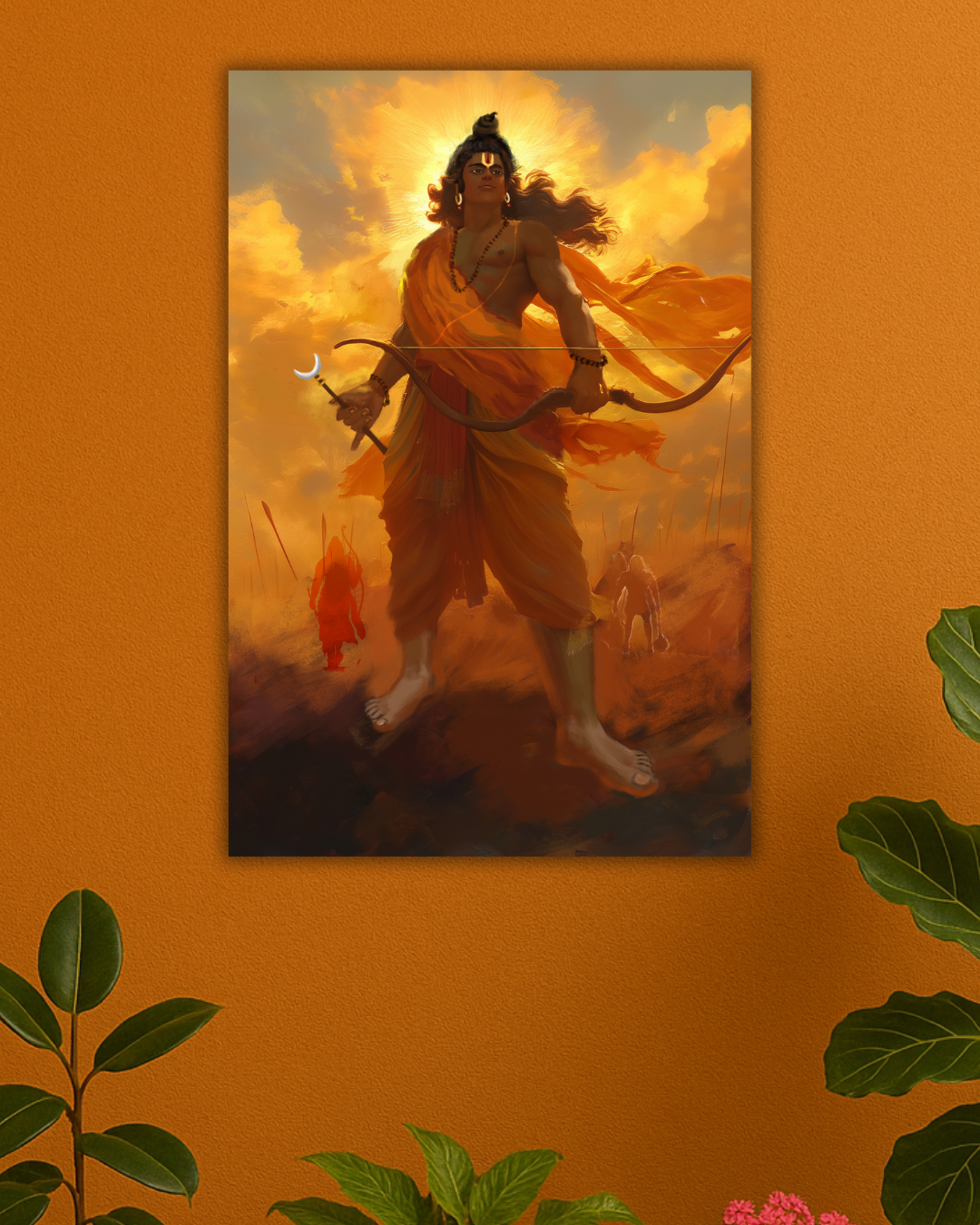 Lord Sri Rama with Lakshmana and Hanuman Poster – 300 GSM Devotional Wall Art for Dharma and Protection