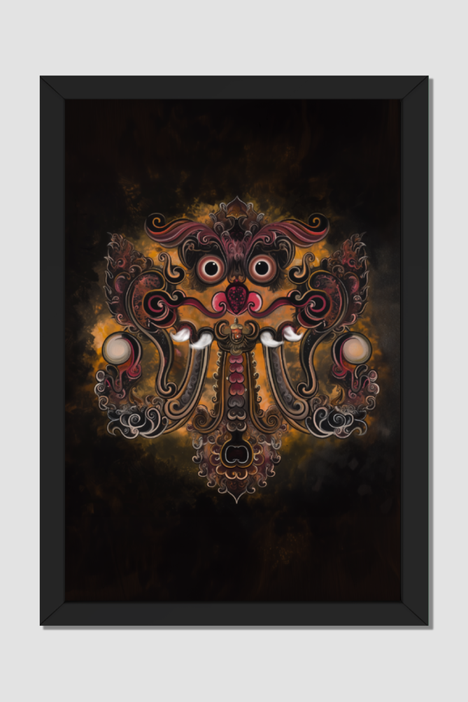Kirtimukha Wall Art Photo Frame – Powerful Vedic Guardian Symbol for Protection & Positivity | Spiritual Decor for Home & Office | Glossy Laminated Frame without Glass