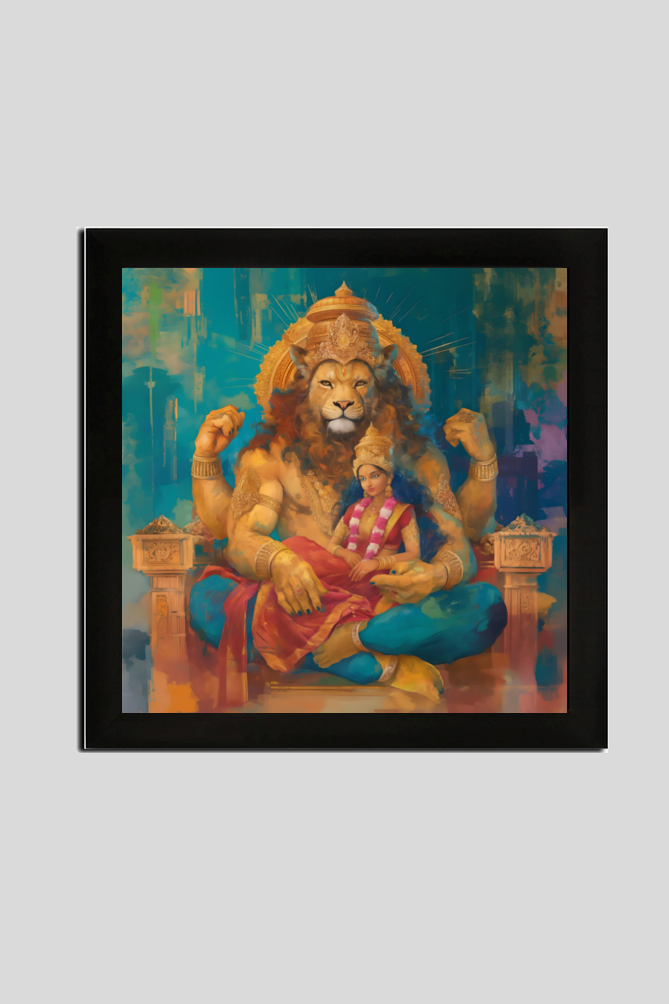 Lakshmi Narasimha Swamy Photo Frame | Perfect Gift for Devotees | 300 GSM Glossy Finish