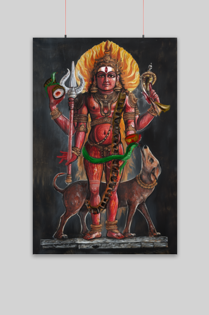 Kaal Bhairav Wall Poster – Fierce Hindu God Poster for Protection & Power | Vastu Decorative Spiritual Wall Art for Home & Temple