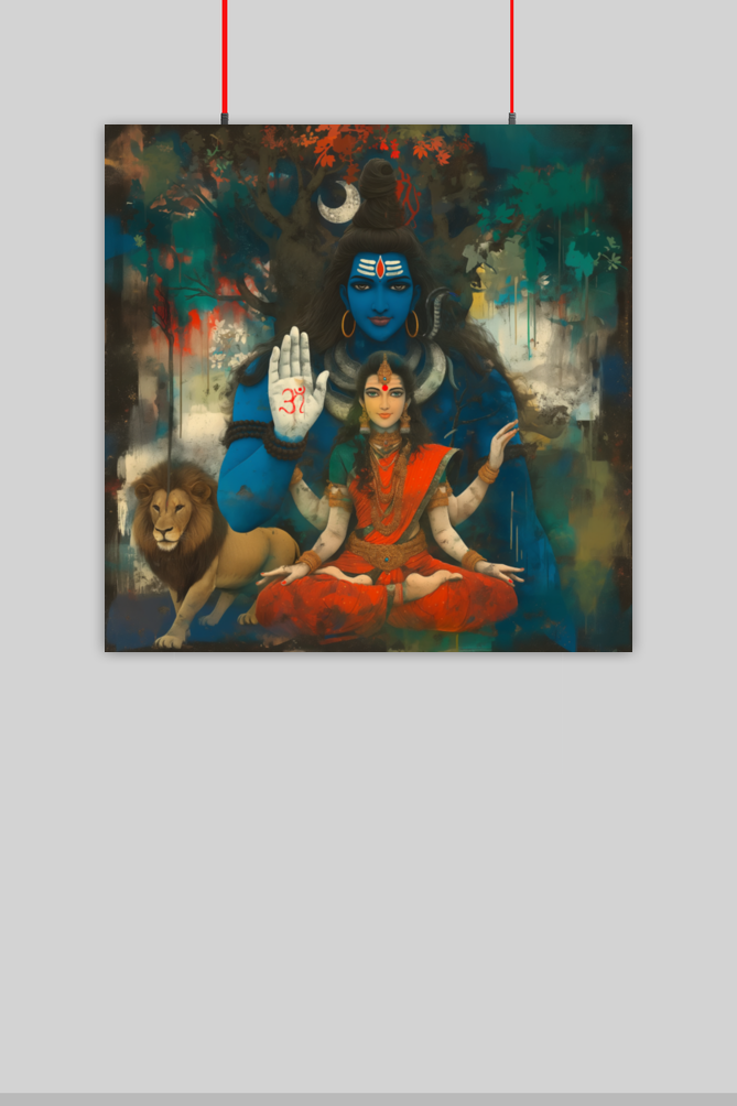 Shiva Parvathi Poster | Divine Couple Wall Art for Home & Pooja Room Decor
