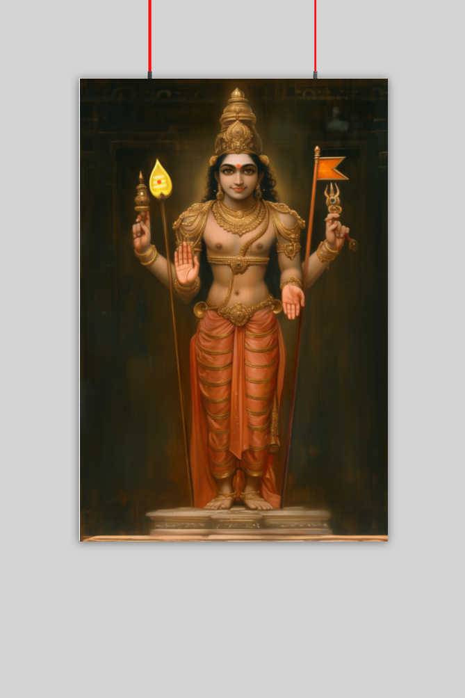 Lord Murugan Poster | Divine Kartikeya Wall Art for Home & Pooja Room
