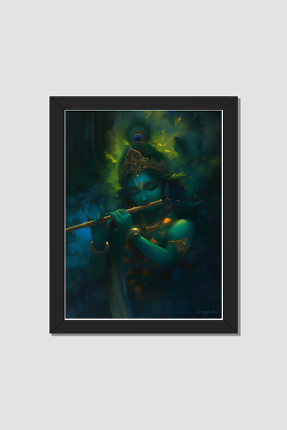 Krishna Playing Flute Photo Frame | Divine Krishna Bhagwan Art | Perfect Gift for Devotees | Shop Krishna Photo Frame Online | 300 GSM Glossy Finish