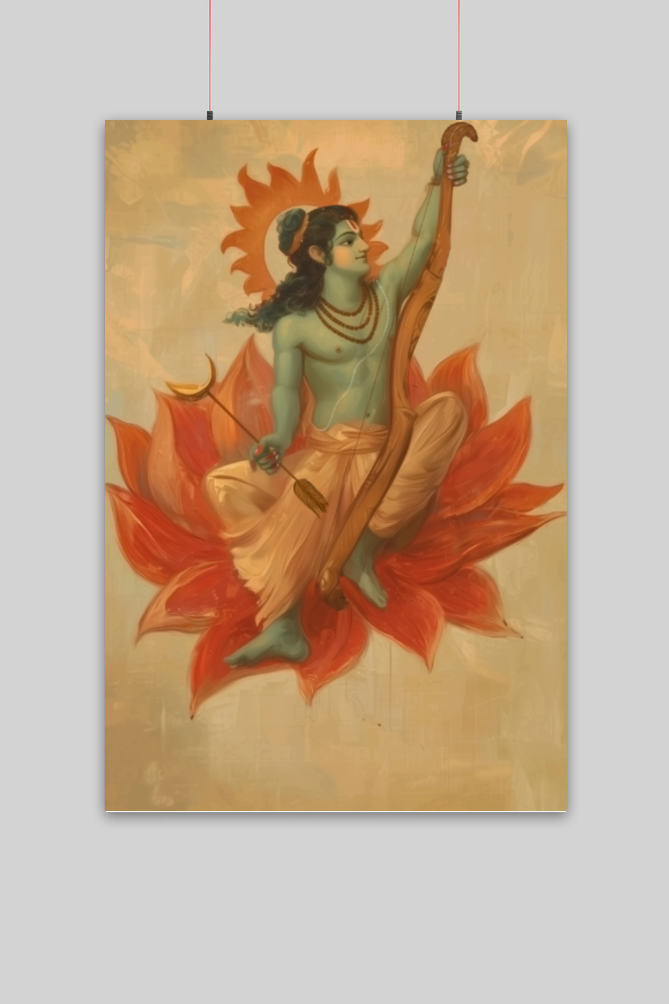 Shri Ram Poster | Lord Ram Blessing Wall Art | Spiritual Vastu Decor for Home & Temple