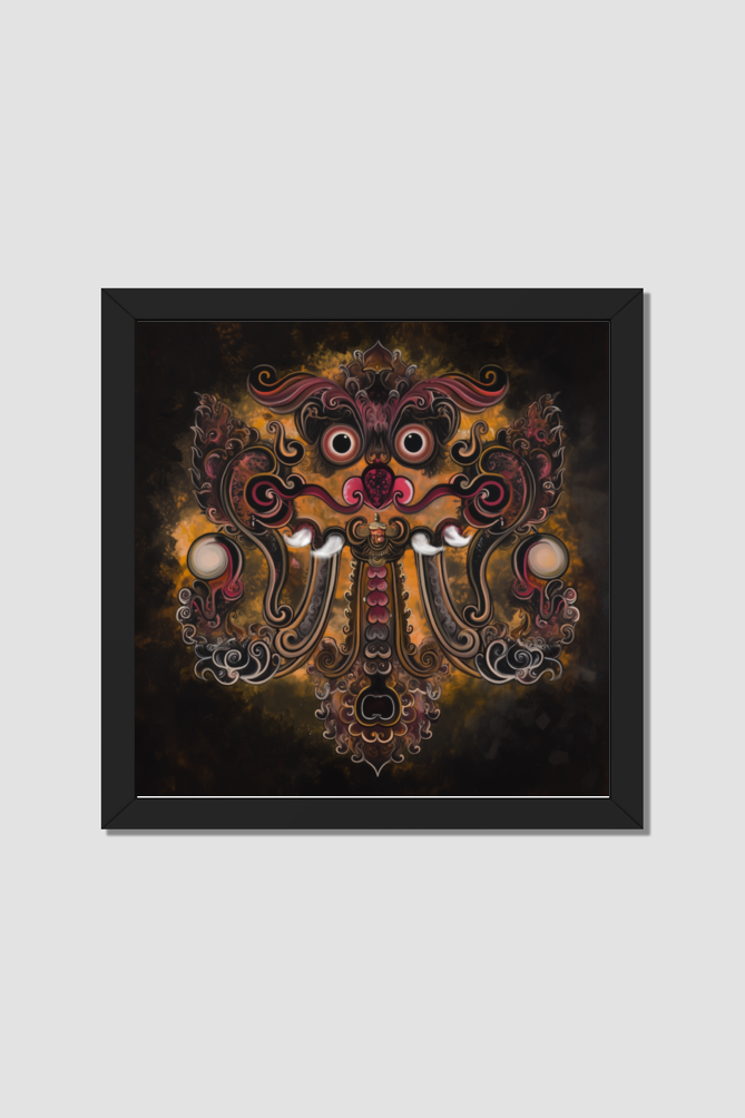 Kirtimukha Wall Art Photo Frame – Powerful Vedic Guardian Symbol for Protection & Positivity | Spiritual Decor for Home & Office | Glossy Laminated Frame without Glass