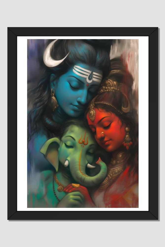 Shiv Parivar Photo Frame | Perfect Gift for Shiva Devotees | 300 GSM Glossy Finish