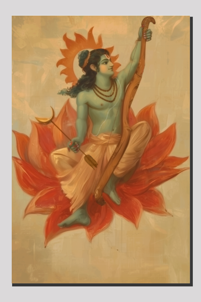Shri Ram Digital Painting on Canvas – Divine Ramayana Wall Art for Home Temple, Meditation Space & Spiritual Decor