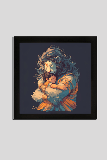 Narasimha Swamy hugging Prahlada Photo Frame | Perfect Gift for Narasimha Swamy Devotees | 300 GSM Glossy Finish