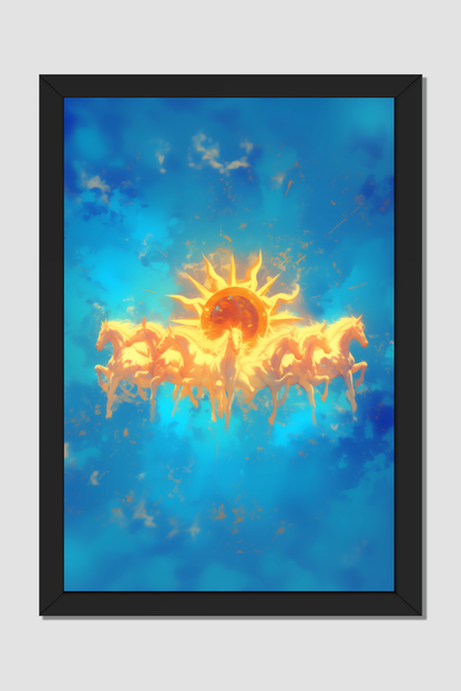 Surya Dev with Seven Horse Photo Frame for Vastu | Surya Dev Wall Art