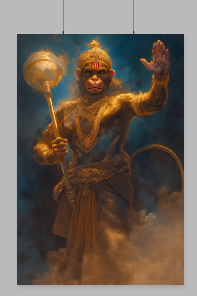 Lord Hanuman Poster | Divine Bajrangbali Wall Art for Strength & Devotion