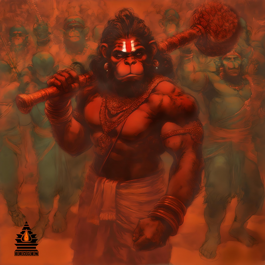 Lord Hanuman with Vanar Sena Digital Download | Bajrangbali Photo 4K HD Art | Hanuman Wallpaper Soft Copy