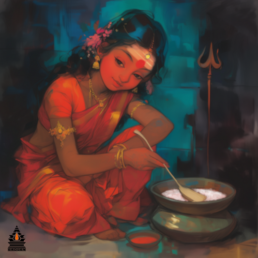 Annapoorneshwari Digital Art | High-Resolution Hindu Goddess Artwork Download