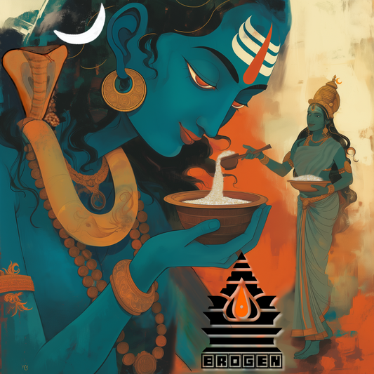 Annapurna Devi Giving Alms to Lord Shiva | Divine Digital Art Download | High-Resolution PNG