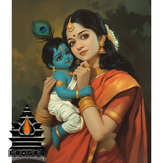 Baby Krishna with Mother Yashoda | Divine Bond Digital Art | High-Resolution HD Download