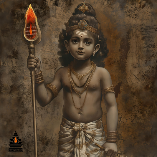 Digital Art of Lord Muruga - Spiritual Devotion in High-Resolution PNG Download
