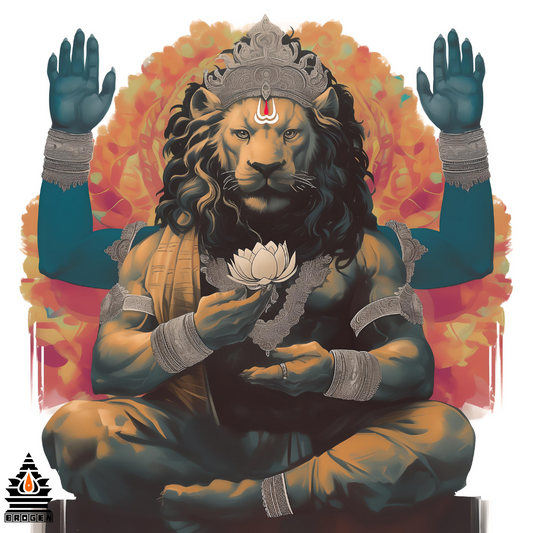 Narasimha Swamy with Abaya Hastha | High-Resolution PNG | Lakshmi Narasimha HD Artwork Download