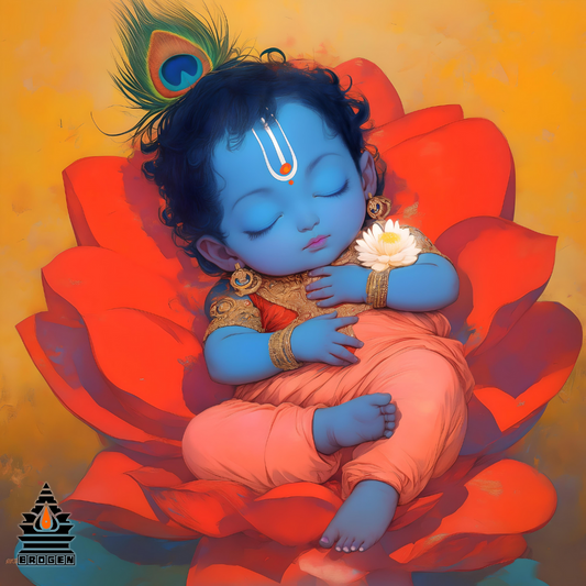 Sleeping Baby Krishna Digital Art | Adorable Sleeping Krishna Artwork | Instant Download Soft Copy