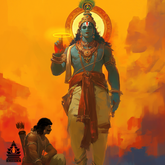 Krishna and Arjuna Digital Art | Mahabharata HD Artwork | High-Resolution Spiritual Download