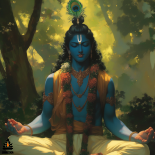 Lord Krishna Meditating Digital Art | High-Resolution Spiritual Artwork | Instant Download